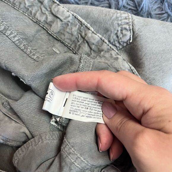 Zara Gray Wide Leg Linen Cotton Jeans Size 8 - Picture 3 of 6